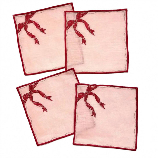 Biscuit Home Gift Box Cocktail Napkins Pink Set of 4 2