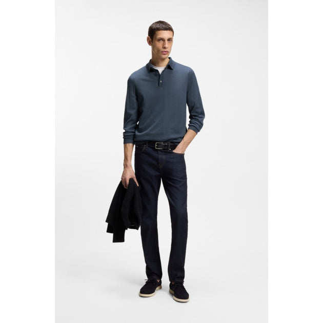 Boss Knitted Polo Sweater Blue Large 3