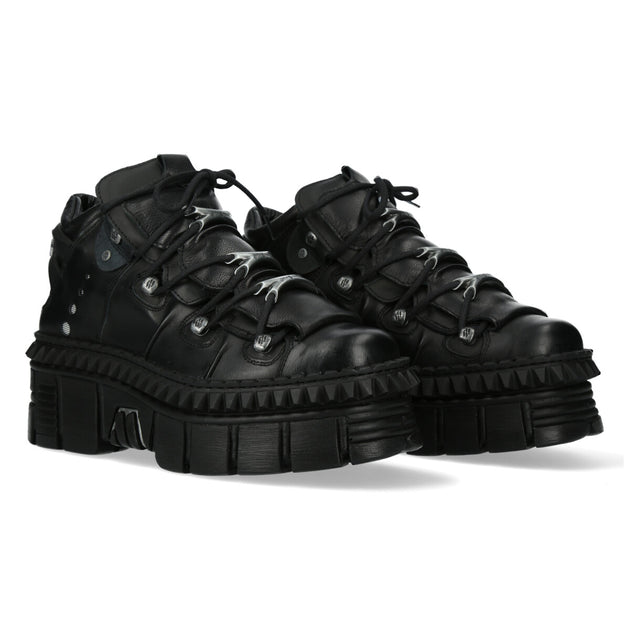 New Rock WALL106-S13 Boots Metallic Leather Platform Black EU 36 2