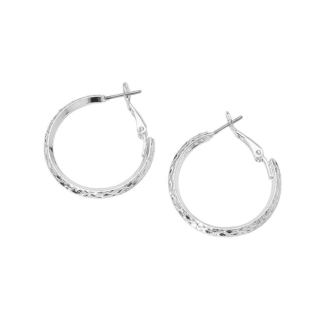 FASHNZFAB Textured Hoop Earrings Silver 1.2 inch 3