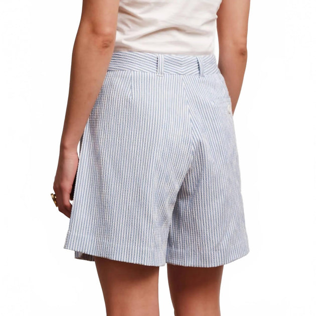 Frances Valentine Benny Stripe Seersucker Shorts White US 8 4