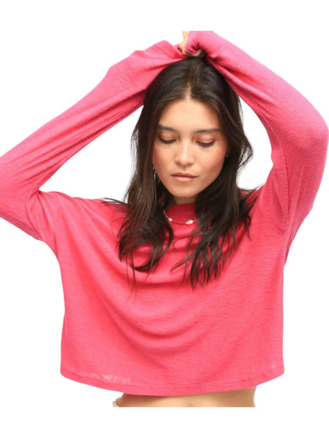 Electric & Rose Lane Long Sleeve Crop Top Pink Medium 2