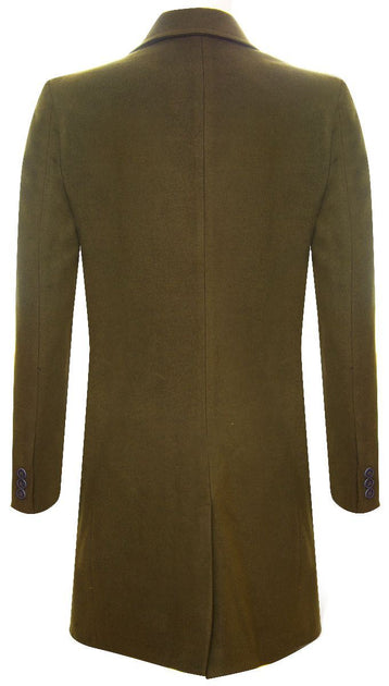 Oliver Tweed Men's Long Wool Overcoat Olive 4XLarge 4