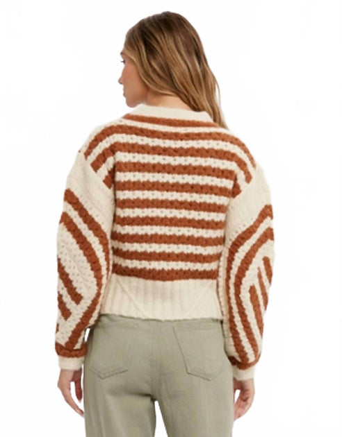 BluIvy Serena Stripe Openwork Sweater Brown Large 3