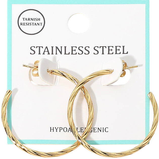FASHNZFAB Twisted Hoop Earrings Silver 7