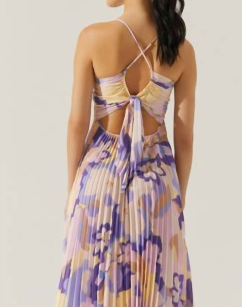 ASTR Blythe Floral Plisse Midi Dress In Purple Multi | ShopSimon ASTR Blythe Floral Plisse Midi Dress In Purple Multi | ShopSimon