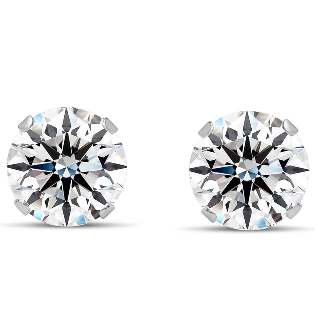 SuperJeweler Moissanite Stud Earrings Silver 7