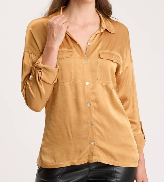 XCVI Cuffed Sleeve Button Up Shirt Gelb XL 2