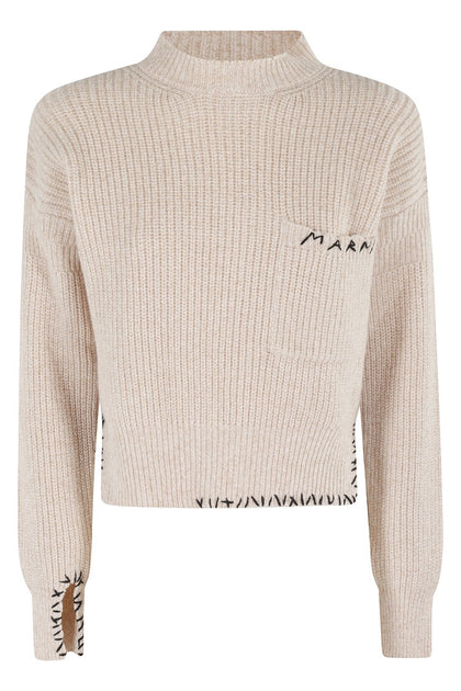 Marni Asymmetrischer Rollkragenpullover Beige EU 40 2