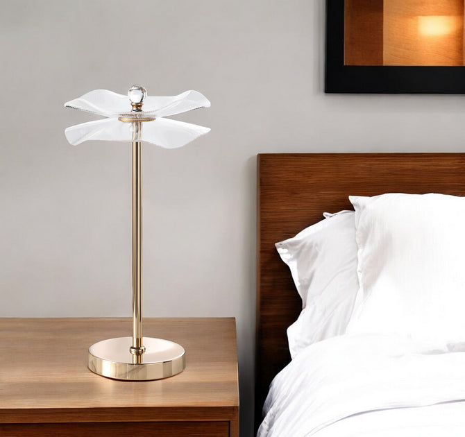 Hivvago 18" Gold Bedside LED Lamp Clear Acrylic 2
