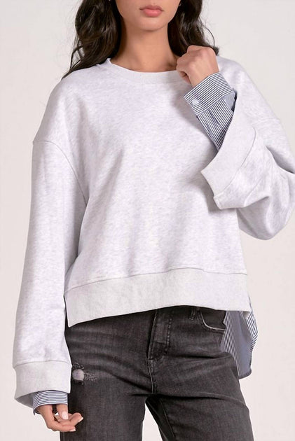 ELAN Mixed Media Top White XS 3