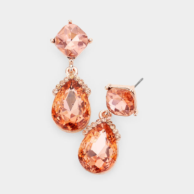 FASHNZFAB Marquise Crystal Teardrop Dangle Earrings Black 4