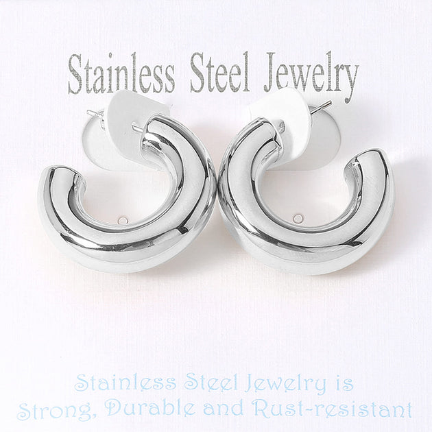 FASHNZFAB Hoop Earrings Rhodium Silver 4