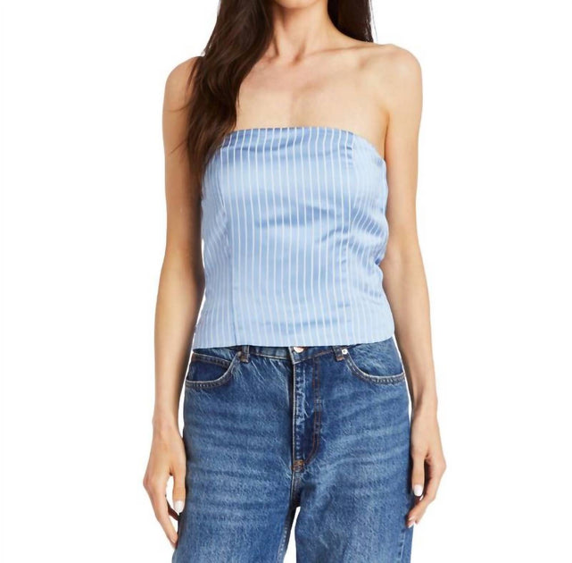 DREW Antonia Shadow Stripe Top Blue Medium 2