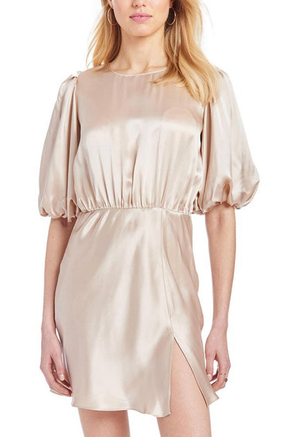 Amanda Uprichard Duval Mini Slit Dress Beige Large 2