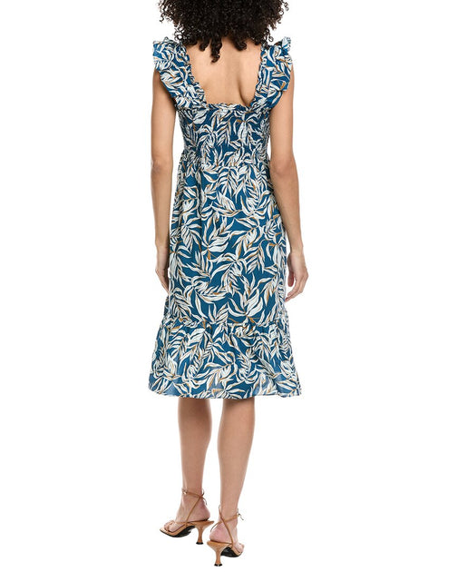 Nanette Lepore Cap Sleeve Midi Dress Blue Large 3