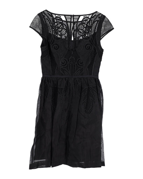 Temperley London Cap Sleeve Lace Dress Black UK 10 4