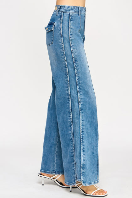 TRUEDAMES Wide Leg Jeans Medium Light Blue US 14 4