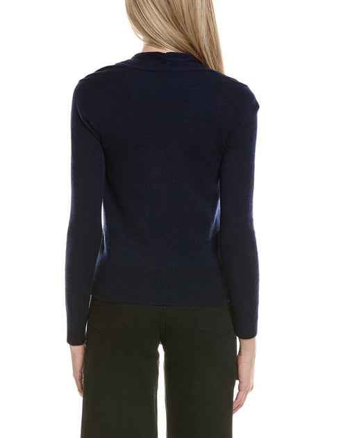 sofiacashmere Modern Faux Wrap Wool & Cashmere-Blend Sweater Blue XLarge 3