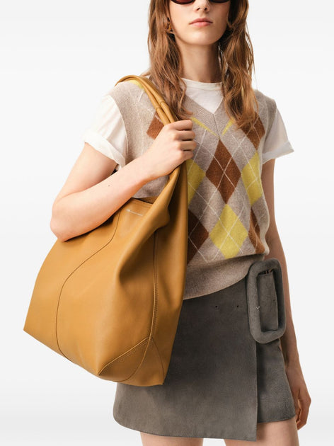 Ami Paris Honey Leather Shoulder Bag Yellow 3