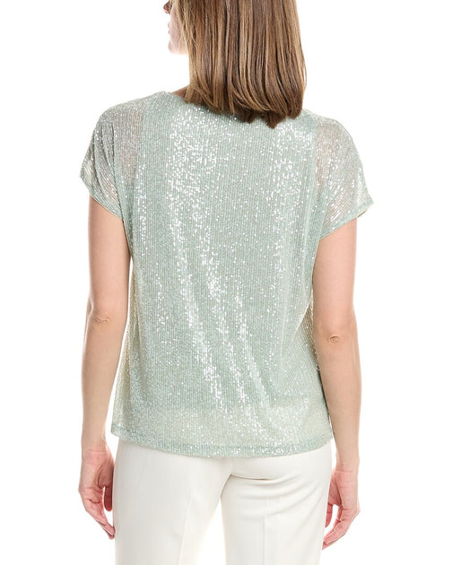 Anne Klein Bateau Sequin Dolman T-Shirt Grün Small 3