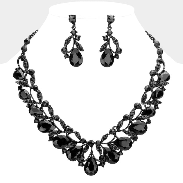 FASHNZFAB Leaf Evening Necklace Red 3