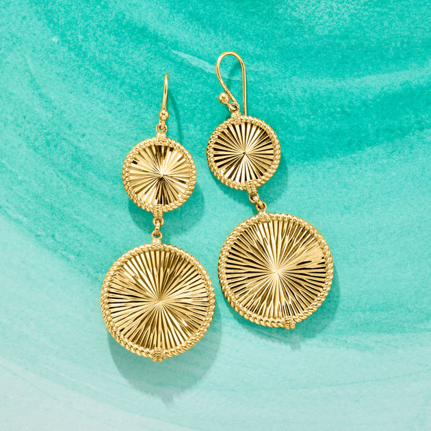 Ross-Simons Faceted Circle Drop Earrings Gold 4