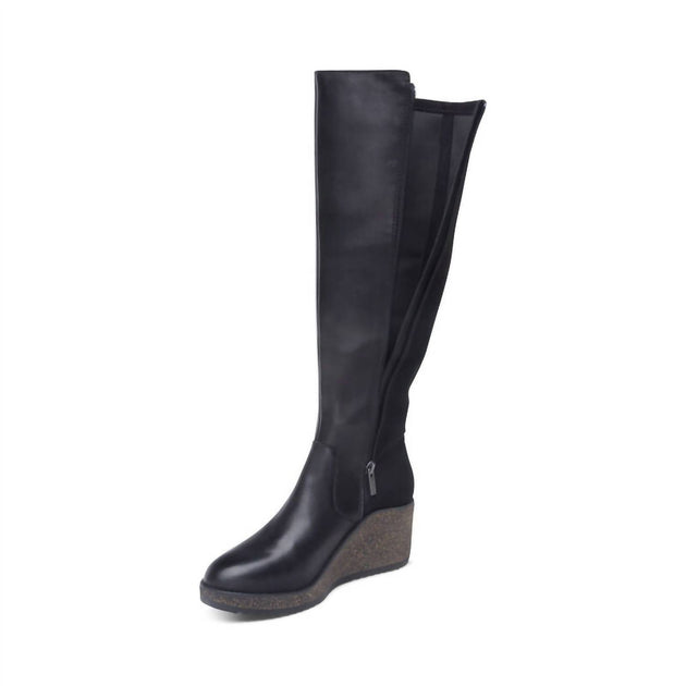 Aetrex Rose Knee High Cork Wedge Boot Black EU 41 4