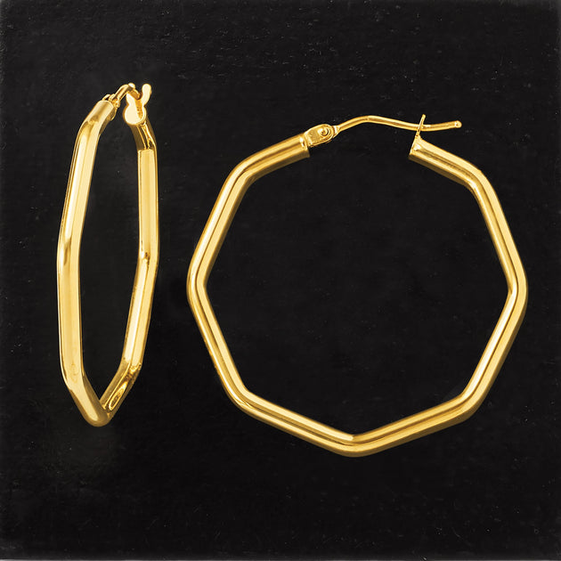 Ross-Simons Italian Geometric Hoop Earrings Gold 4