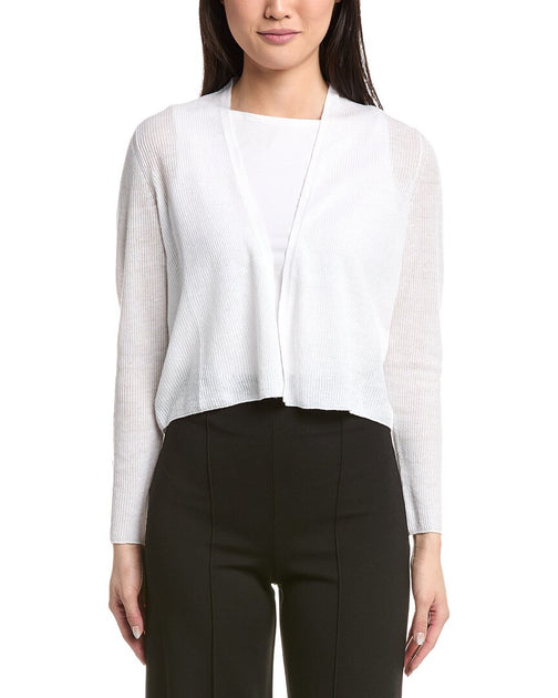 Eileen Fisher Linen-Blend Cardigan White XS 2