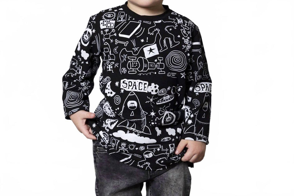 Deux par Deux Boys Space Age Long Sleeve Tee Black 12-18 Months 2
