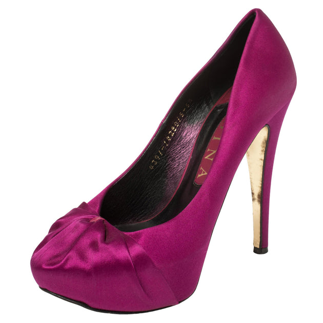 Gina Satin Clair Platform Pumps Purple EU 38.5 2