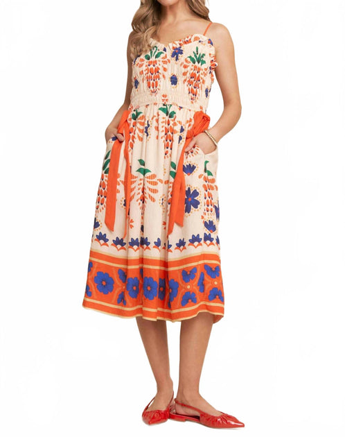J.NNA La Brisa Smocked Midi Dress Multi Medium 3