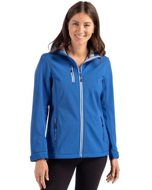 Clique Telemark Eco Stretch Softshell Full Zip Womens Hooded Jacket Blue XLarge 2