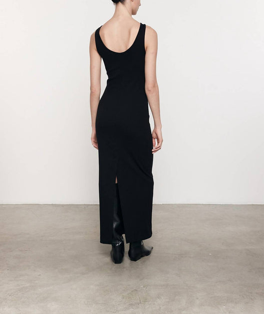 Enza Costa Supima Ankle Slit Dress Black XS 4
