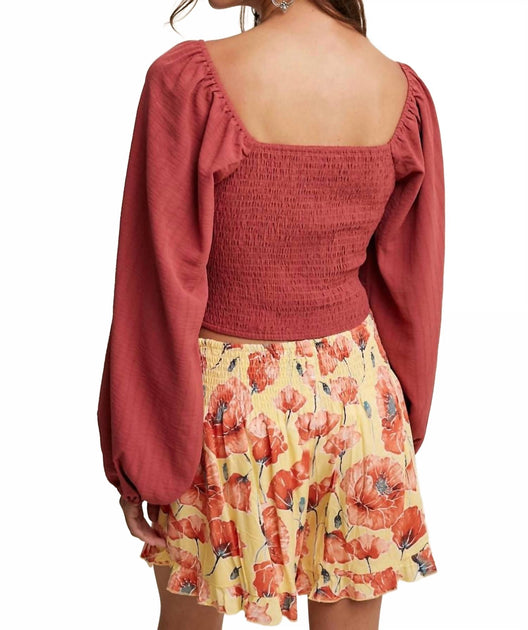 Listicle Smocked Square Neck Top Multi Medium 3