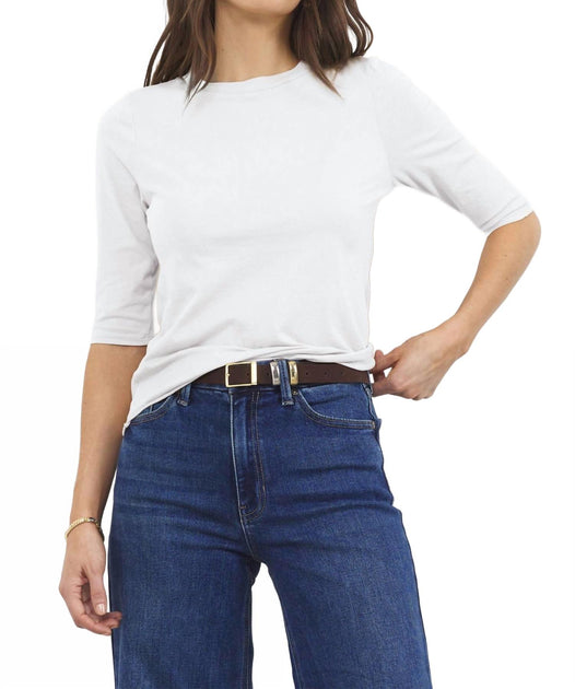 LAmade Santa Monica Mitered Elbow Length Tee White Large 2