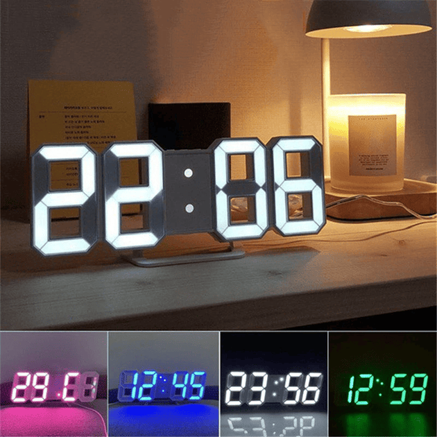 Réveil Numérique 3D LED MOTIONOR Blanc 2