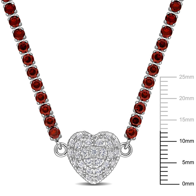 Mimi & Max Heart Necklace Red Sterling Silver 17in 4