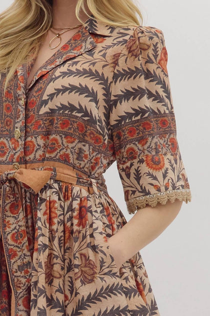 entro Boho Belted Dress Multi Small 4