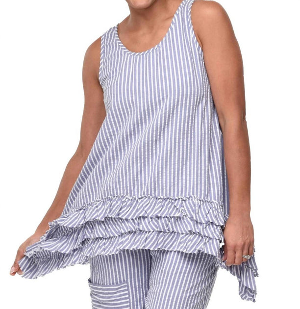 Tulip Clothing Seersucker Striped Top Purple Medium 2
