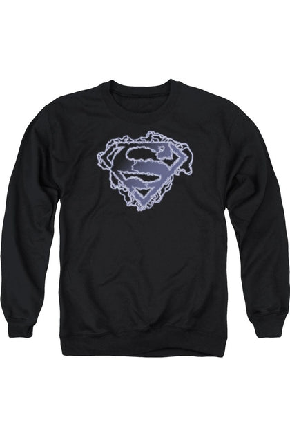 Gildan Superman Electric Supes Shield Crewneck Sweatshirt Black Small 2