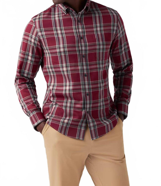 Mizzen + Main City Flannel Twill Trim Shirt Red Large 2