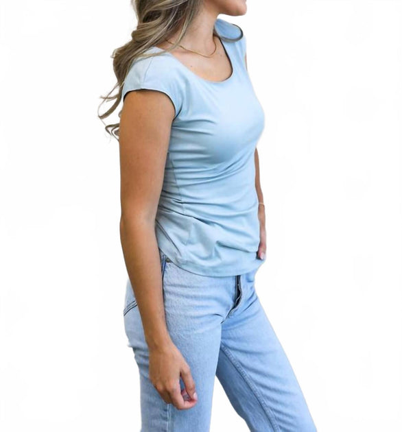 Mikarose Layering Cap Sleeve Crew Neck Top Blue XSmall 3