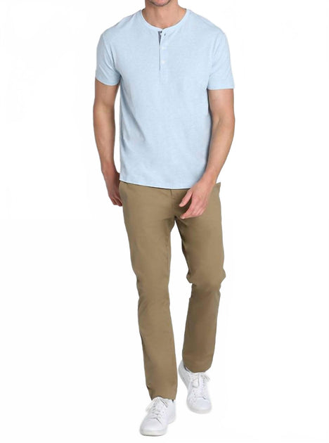 JACHS NEW YORK Stretch Pima Blend Henley Blue Large 4