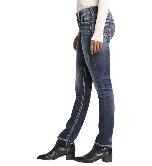 Silver Jeans Co. Suki Mid Rise Straight Jeans Blue 26 3