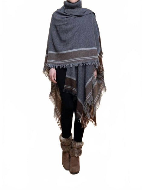 Lands Downunder Bari Wrap Poncho Brown One Size 2