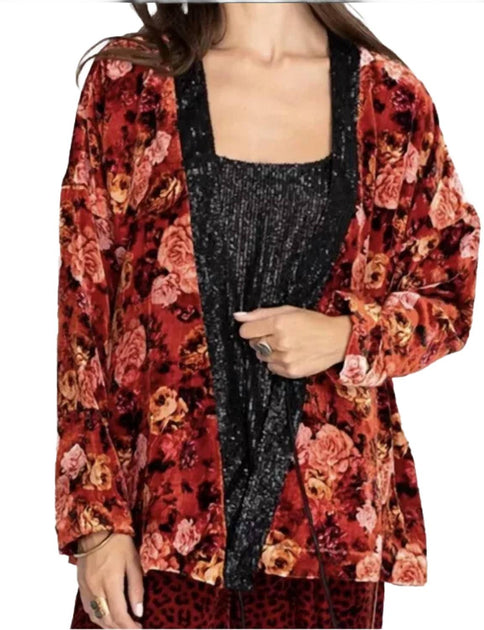 Johnny Was Billie Short Kimono Jacket Red Small 3