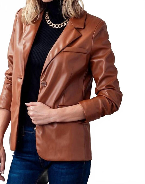 LOVE TREE Lapel Neck Single Breasted Blazer Brown Large 4
