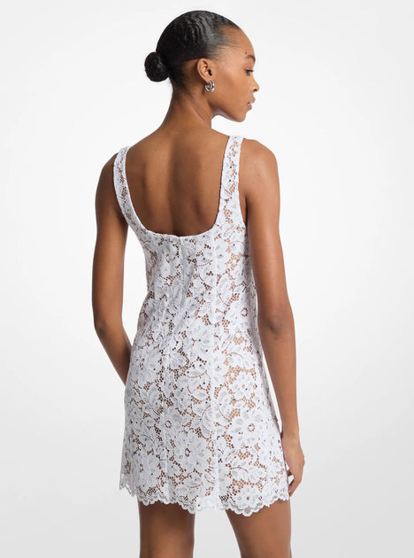 Michael Kors Studded Corded Floral Lace Mini Dress White US 4 3